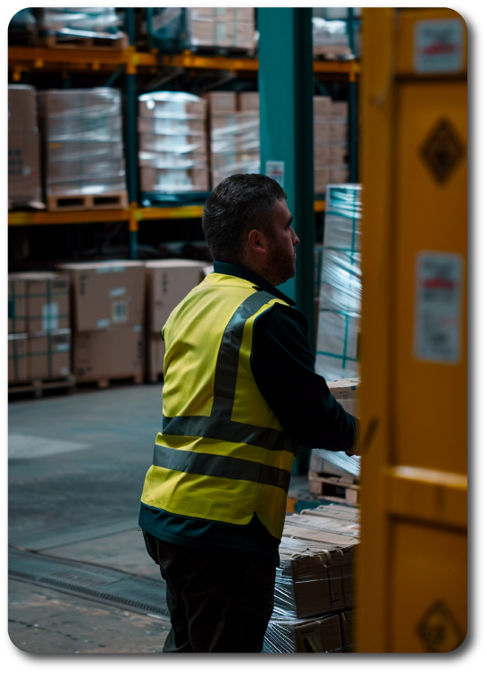 Warehouse operator scanning freight